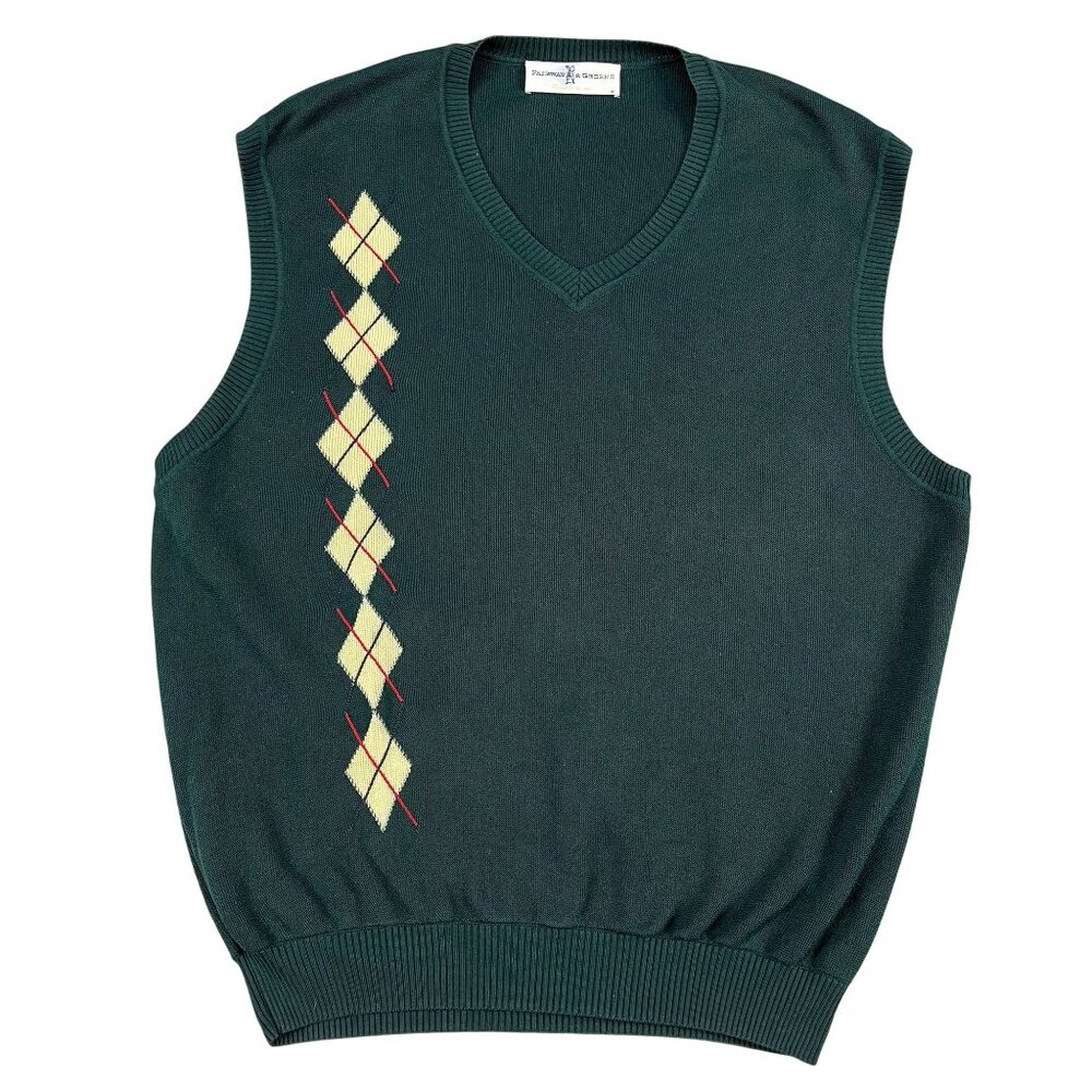 Fairway & Greene Green Argyle V-Neck Golf‎ Sweater Vest Sz Large